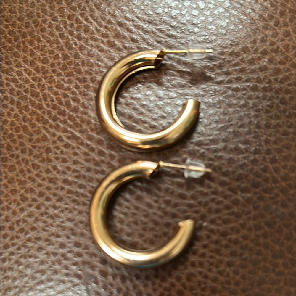 NWOT Golden 1”Hoop Earrings with Classic Circular Design,Lightweight